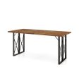 67 Inch Patio Rectangle Acacia Wood Dining Table with Umbrella Hole For Cheap