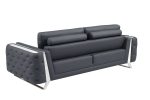 90  Gray Italian Leather Sofa With Silver Legs Online Sale