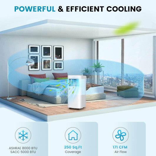 4-in-1 8000 BTU Air Conditioner with Cool Fan Dehumidifier and Sleep Mode-White Online