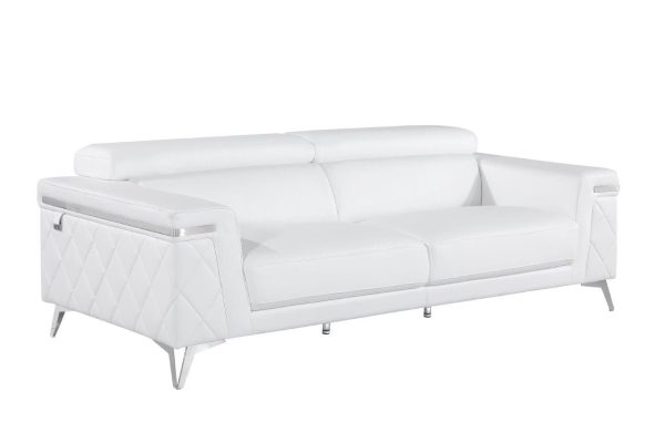 89  White Italian Leather Sofa With Silver Legs Hot on Sale