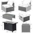 9 Pieces Patio Furniture Set with 42 Inches 60000 BTU Fire Pit-Navy Online