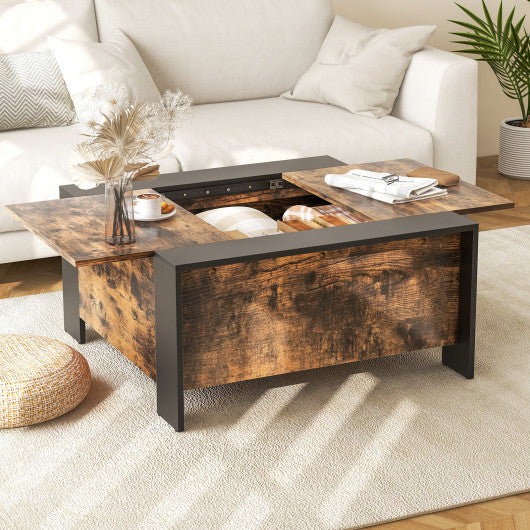 36.5 Inch Coffee Table with Sliding Top and Hidden Compartment-Walnut Online now