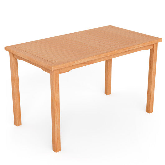 49 Inch Rectangle Patio Teak Wood Dining Table with Slatted Tabletop Up to 6 on Sale