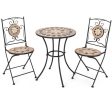 3 Pieces Patio Bistro Set with 1 Round Mosaic Table and 2 Folding Chairs Online Hot Sale