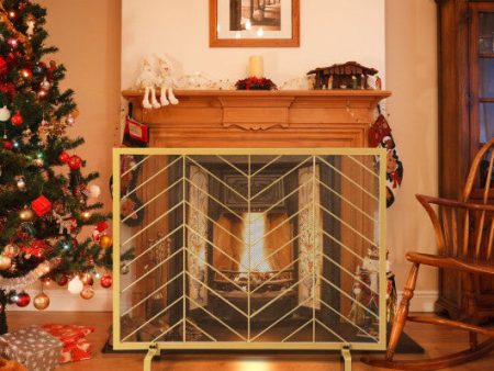 38 x 31 Inch Single Panel Fireplace Screen-Golden Cheap