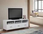 64  White Mahogany Solid Wood Open Shelving TV Stand Online