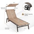 Outdoor Chaise Lounge Chair with Sunshade and 6 Adjustable Position-Brown For Discount