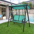 2 Person Patio Swing with Weather Resistant Glider and Adjustable Canopy-Green Online Sale