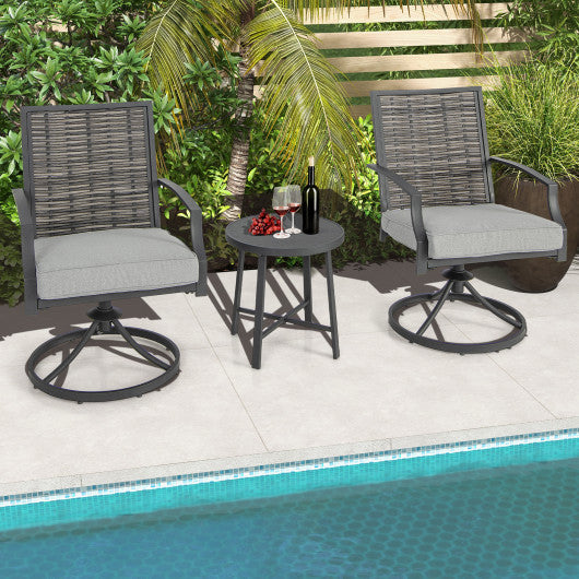 3 Piece Patio Swivel Chair Set with Soft Seat Cushions for Backyard Sale