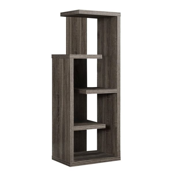 47  Dark Taupe Wood Etagere Bookcase For Cheap