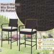 2 4 Pieces Outdoor PE Rattan Cushioned Barstool Set with Armrests-Set of 2 For Discount