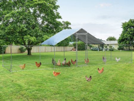 Large Walk-in Metal Chicken Coop with Cover for Farm Backyard For Sale