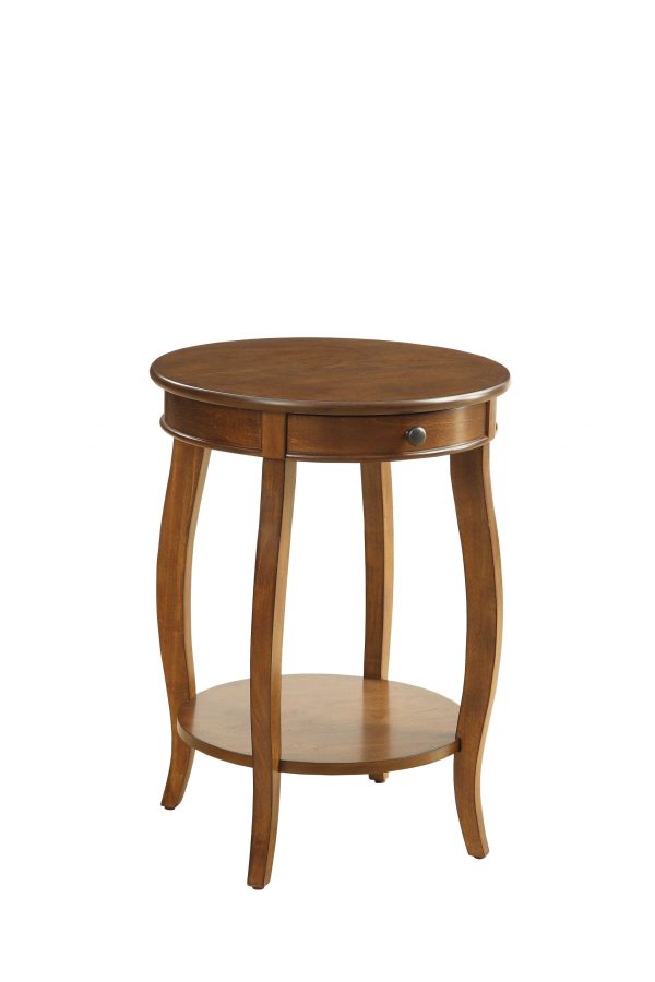 24  Brown Solid Wood Round End Table With Shelf Sale