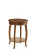 24  Brown Solid Wood Round End Table With Shelf Sale