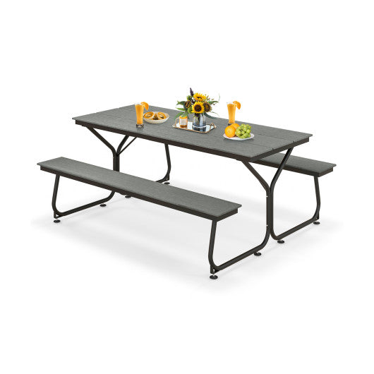 6 Feet Outdoor Picnic Table Bench Set for 6-8 People-Gray Hot on Sale