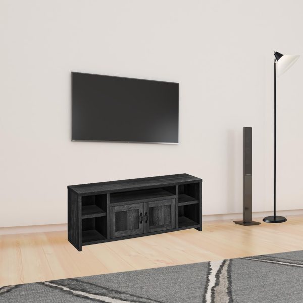 59  Black Cabinet Enclosed Storage TV Stand Online