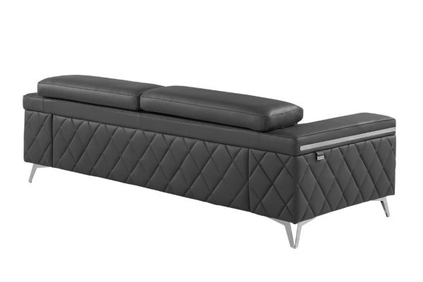 89  Dark Gray Italian Leather Sofa With Silver Legs For Discount