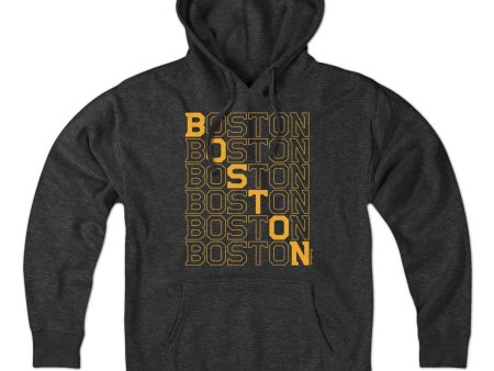 Black & Gold Boston Stacked Hoodie Online