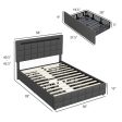 Upholstered LED Bed Frame with Headboard and 4 Drawers-Full Size Supply