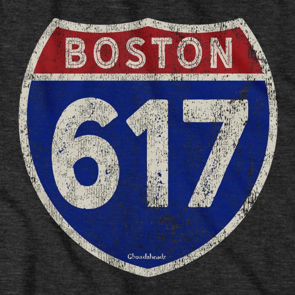 Boston 617 Highway Sign T-Shirt on Sale