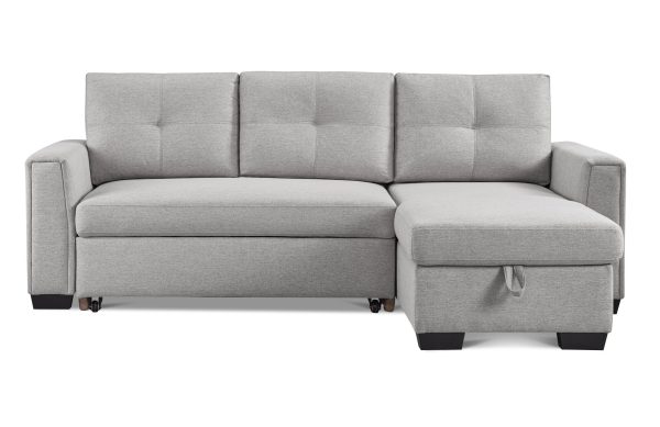 92  Light Gray Polyester Blend Convertible Futon Sleeper Sofa With Black Legs Online