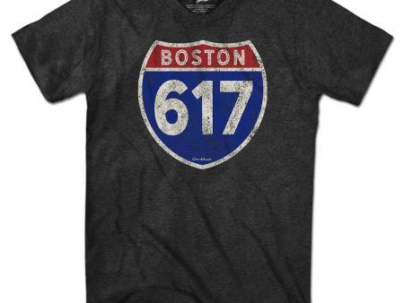 Boston 617 Highway Sign T-Shirt on Sale