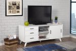 64  White Mahogany Solid Wood Enclosed and Open Storage TV Stand Hot on Sale