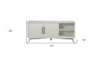 64  White Pine Solid Wood Open Shelving TV Stand For Discount