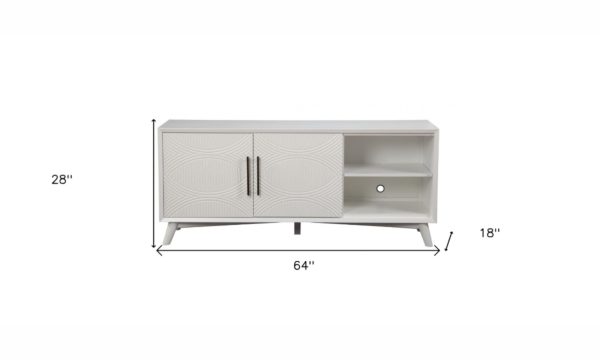 64  White Pine Solid Wood Open Shelving TV Stand For Discount