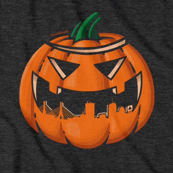 Boston Skyline Jack O  Lantern T-Shirt For Sale