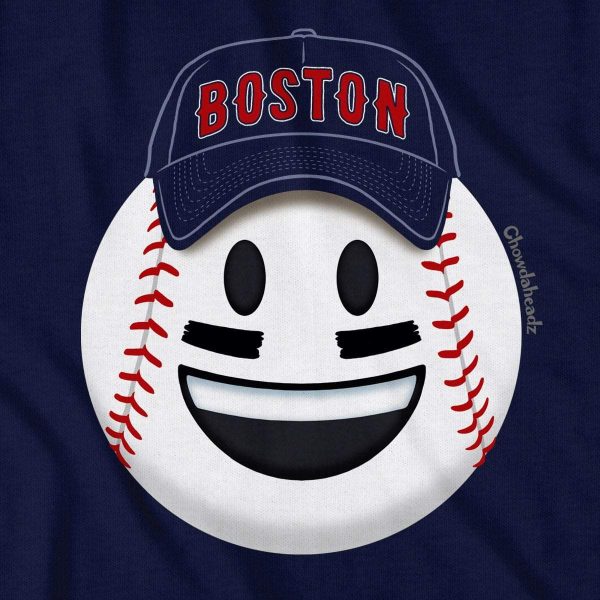 Boston Smiley Baseball Face T-Shirt Hot on Sale