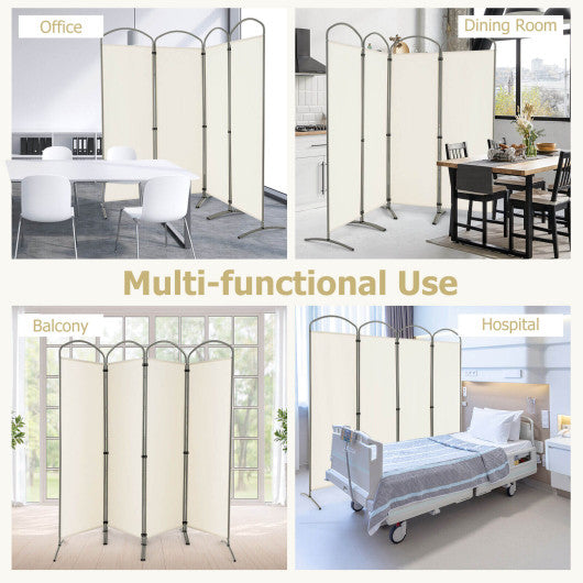 6.2Ft Folding 4-Panel Room Divider for Home Office Living Room -White Fashion