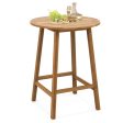 Bar Height Table with Umbrella Hole and Slatted Tabletop for Outdoors Online Sale