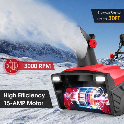 20 Inch 120V 15Amp Electric Snow Thrower with 180° Rotatable Chute-Red Sale