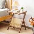 Boho End Table with Magazine Rack and Tempered Glass Top-Walnut Supply