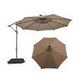 10 Feet Cantilever Umbrella with 32 LED Lights and Solar Panel Batteries-Tan Discount