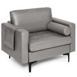 Modern Single Sofa with Cushion Bolster and Side Storage Pocket Supply