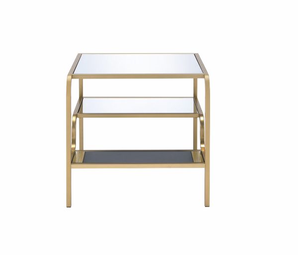 23  Gold And Clear Glass End Table With Two Shelves Online