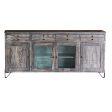 80  Gray Mango Solid Wood Enclosed Storage Distressed TV Stand Online now