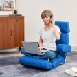 Adjustable Folding Sofa Chair with 6 Position Stepless Back-Blue on Sale