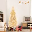 6 7 FT Pre-Lit Artificial Silver Tinsel Xmas Tree with 790 Branch Tips and 300 LED Lights-6 ft Online Hot Sale