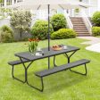 6 Feet Outdoor Picnic Table Bench Set for 6-8 People-Gray Hot on Sale