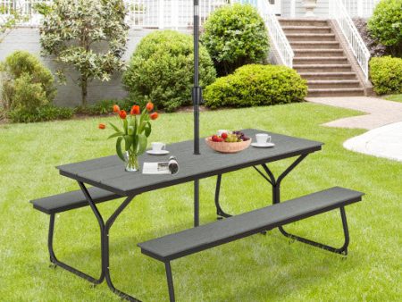 6 Feet Outdoor Picnic Table Bench Set for 6-8 People-Gray Hot on Sale