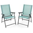 2 Set of Patio Dining Chair with Armrests and Metal Frame-Light Green Discount