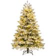 4.5 6 7 FT Artificial Pre-Lit Christmas Tree Hinged Xmas Tree with Warm White LED lights-6 ft Hot on Sale