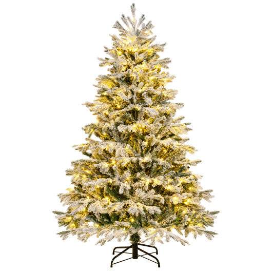 4.5 6 7 FT Artificial Pre-Lit Christmas Tree Hinged Xmas Tree with Warm White LED lights-6 ft Hot on Sale