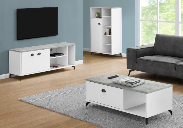 60  White Cabinet Enclosed Storage TV Stand For Sale