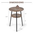 2-Tier Round End Table with Open Shelf and Triangular Metal Frame-Brown Fashion