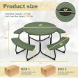 8-Person Outdoor Picnic Table and Bench Set with Umbrella Hole-Green Online