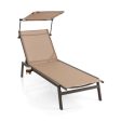 Outdoor Chaise Lounge Chair with Sunshade and 6 Adjustable Position-Brown For Discount